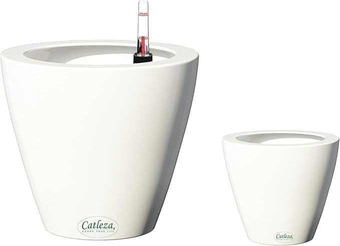 2 Pack Smart Self Watering Planter Pot for Indoor and Outdoor White Round Cone