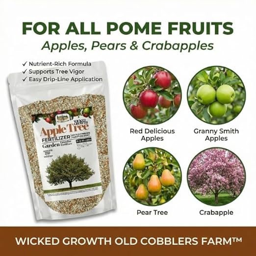 Old Cobblers Farm™ Wicked Growth Apple Tree Fertilizer-Boost Fruit Yield &amp Tree Health Enhanced with Nutrients for Lush Growth–All Apple Varieties (5 lbs | 10 lbs | 15 lbs | 20 lbs) (10 lb) (10 l