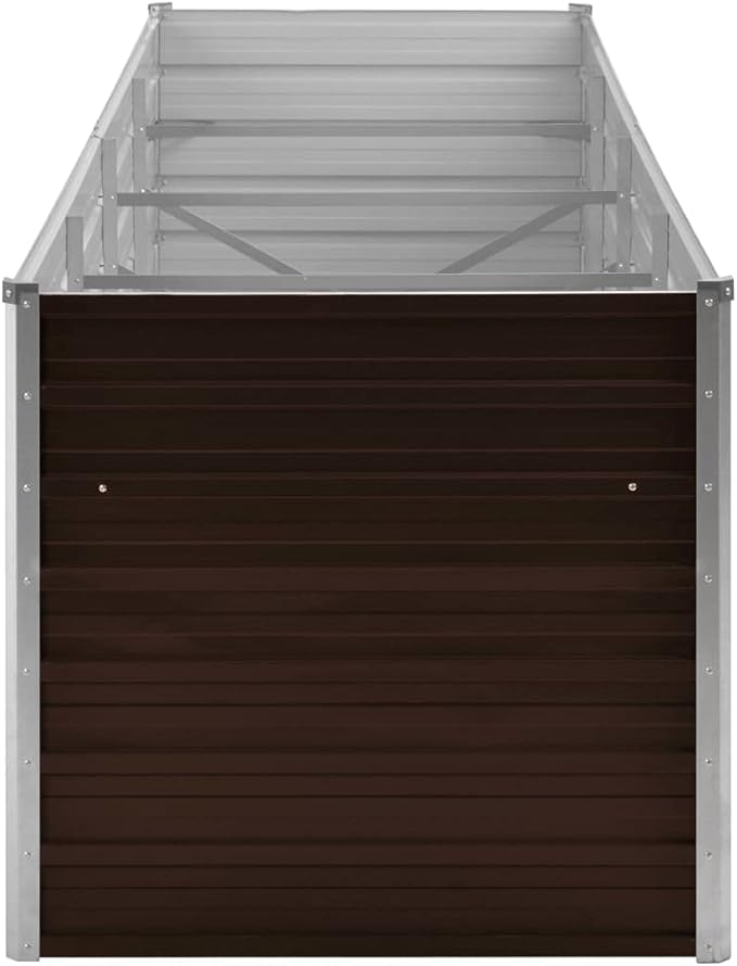 Outdoor Raised Garden Bed Deep Root Box Planter Galvanized Steel Planter Box for Planting Outdoor Plants Vegetables Brown 126x31.5x30.3