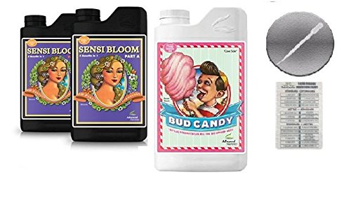 Advanced Nutrients Sensi Bloom A and B 4 Liter with Bud Candy 1 Liter Bundle with Conversion Chart and 3mL Pipette