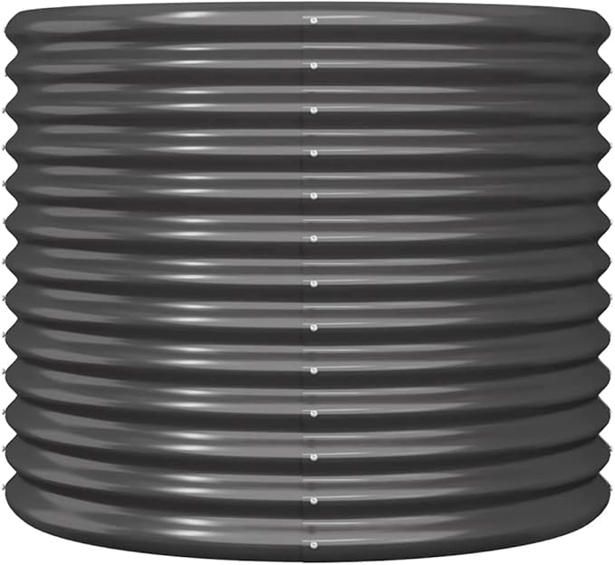 Garden Raised Bed Powder-Coated Steel Round Shape Planter Box Metal Raised Garden Beds for Flowers Vegetables Herbs 31.5x31.5x26.8 Anthracite-713