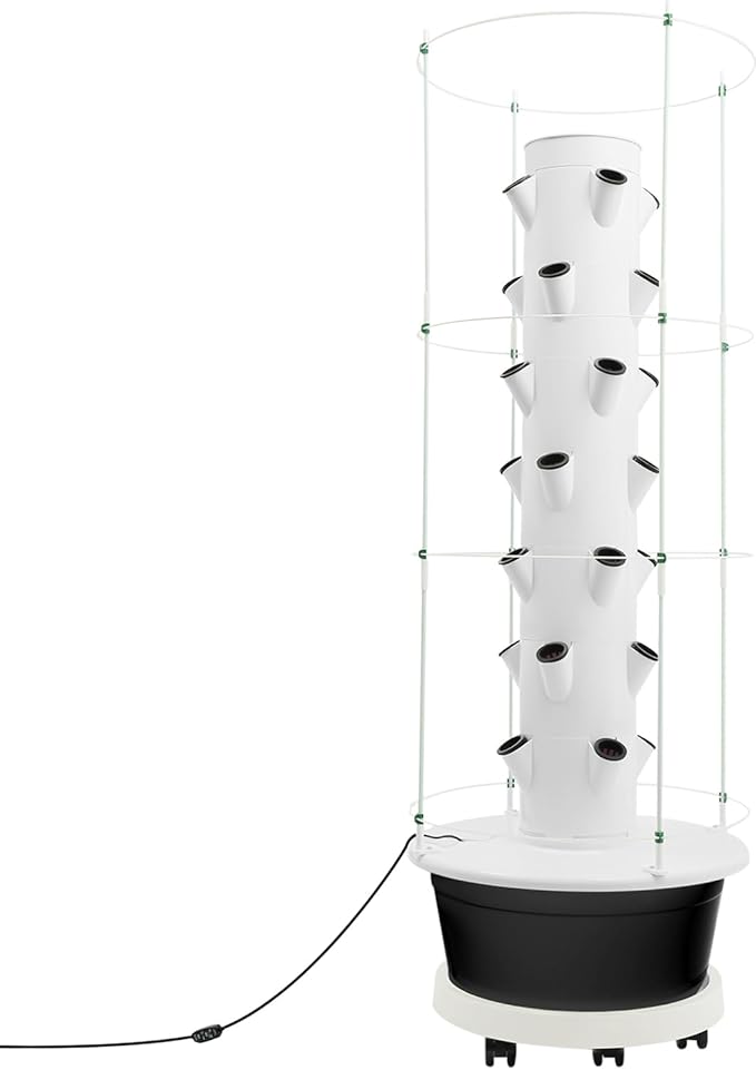 Hydroponic Growing System 28-Plant Vegetable Planter Tower Climbing Trellis Outdoor Indoor Garden Vertical Planter Germination Kit with Water Pump Intelligent Water Circulation &amp Timer Function