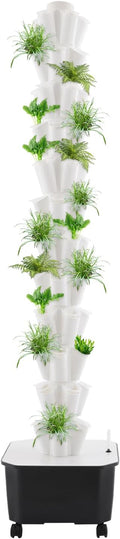 12-Tier 60-Hole Indoor Hydroponic Grow Tower Vertical Garden System with 6.6Gal Tank &amp Water Pump Self-Watering for Herbs Lettuce Strawberries Space Saving Indoor Gardening for Home Apartmen