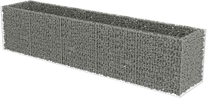 Gabion Raised Bed Galvanized Steel 177.2x35.4x39.4 Outdoor Raised Garden Bed Planter Box for Flower and Vegetable Garden Sturdy and Durable Metal Raised Planter for Patio and Backyard