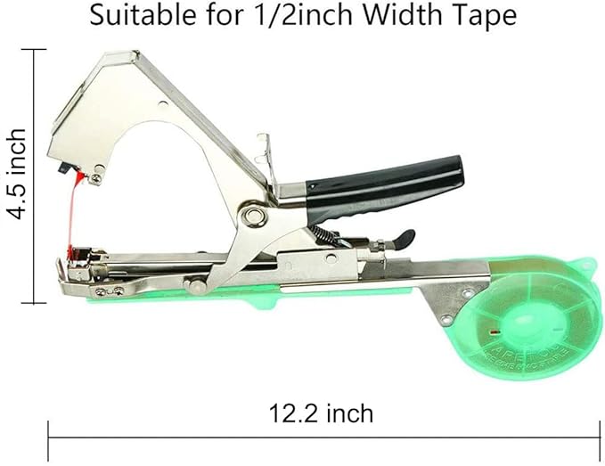 Plant Tying Machine Gardening Tape Tool Plant Ties Hand Garden Tools Set Garden Plants Tool with 10 Rolls Tape and 1 Box Staple for Grape Tomatoes Vegetable Cucumber and Flower (Green)