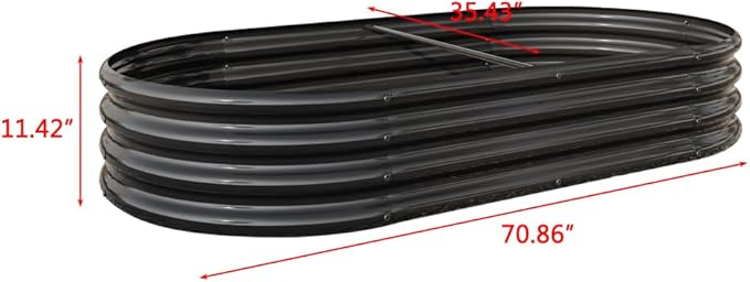 LICOME Large Raised Garden Bed Galvanized Metal Planter Box Outdoor 70.8 x 35.4 Oval Garden Beds Easy Assembly Raised Beds for Gardening (Black + 70.86 x 35.43 x 11.42 inches)