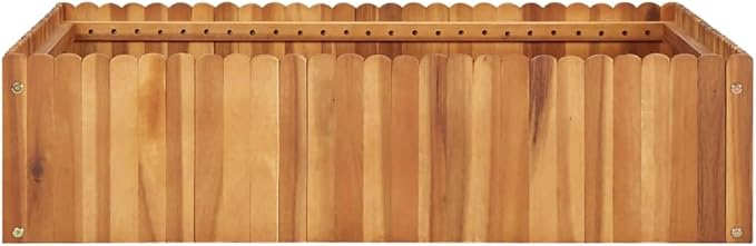 vidaXL Acacia Wood Raised Garden Bed - Outdoor Square Planter Box for Planting Brown Slatted Bottom Easy Assembly 39.3x39.3x9.8