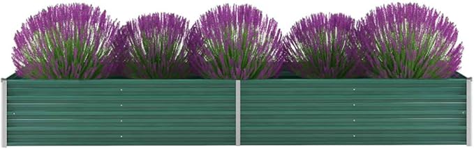 Garden Raised Bed Galvanized Steel 126x31.5x17.7 Green