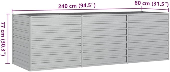 vidaXL Rectangular Garden Raised Bed - Versatile Galvanized Steel Planter Pot - DIY Friendly - Large Outdoor Flower/Herb/Vegetable Bed - Easy Assembly - Durable &amp Weather-Resistant - Silver Finish