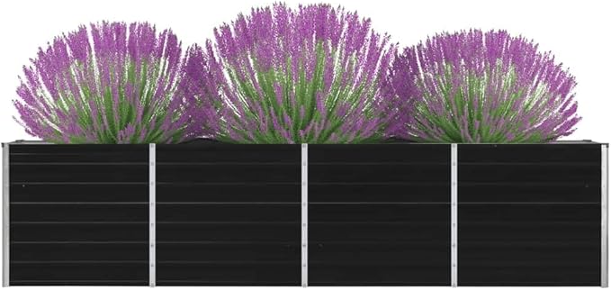 Large Galvanized Steel Raised Garden Bed for Herbs Vegetables Flowers - Outdoor Metal Planter Box for Gardening Planting - 126x15.7x30.3 Anthracite