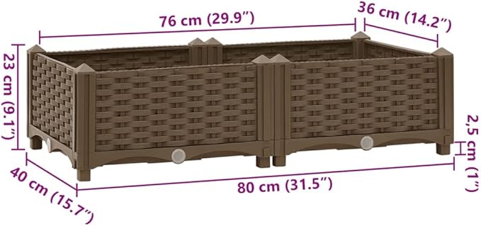 Raised Bed Raised Flower Bed Patio planters Standing Planter Garden beds Outdoor Suitable for Courtyard Nursery Corridor Arboretum 31.5x15.7x9.1 Polypropylene