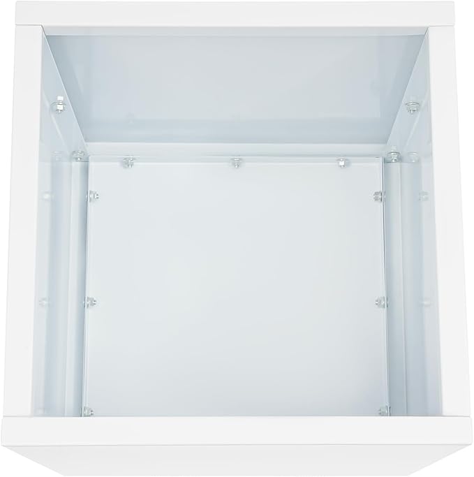 Raised Garden Bed 17 * 17 * 18in Steel Square Planter Flower Box for Indoor Outdoor Balconies Gardens Decks Patios Decks Front Porches (White)