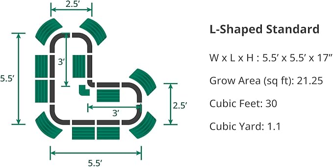 Vego garden 17 Tall L-Shape Raised Garden Bed Metal Raised Planter Bed for Vegetables Flowers Ground Planter Box Standard Size