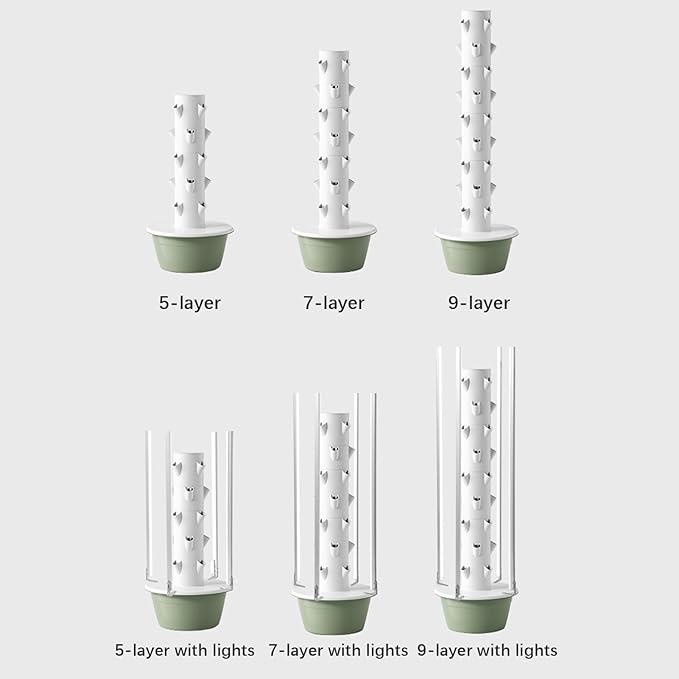 5/7/9-Layer Vertical Hydroponic Tower Indoor/Outdoor Hydroponics Growing System Kit for Fruits Vegetables Herbs with Water Pump