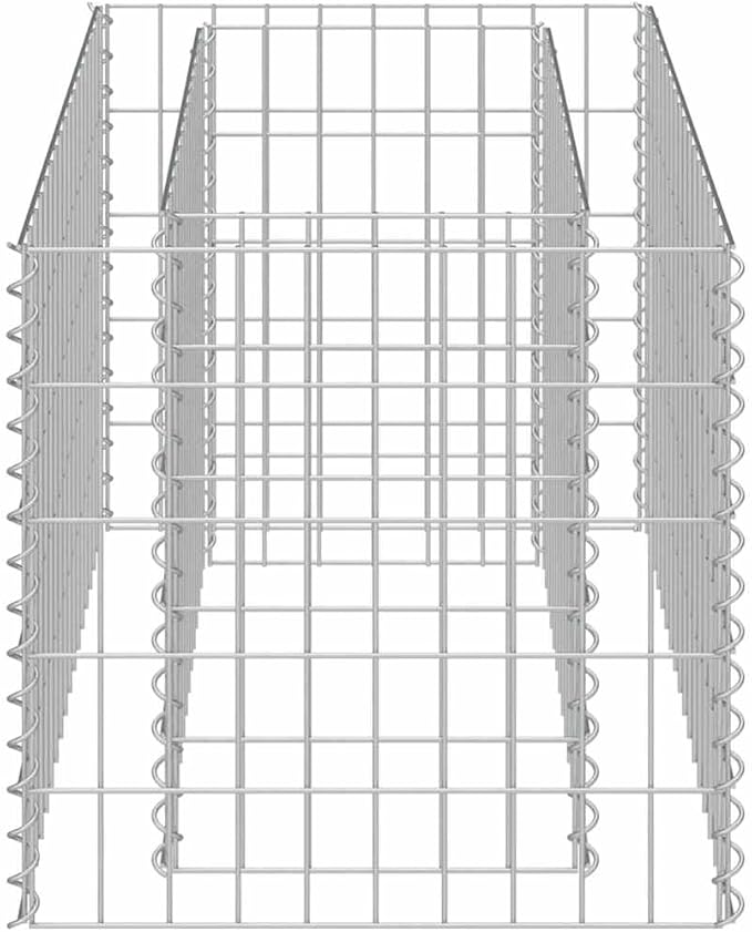 YAFF Outdoor Metal Garden Gabion Raised Bed – Galvanized Steel Planter Spacious 35.4x19.7x19.7 Design Rust-Resistant Silver Finish Weatherproof for Long-Lasting Garden &amp Terrace Beauty