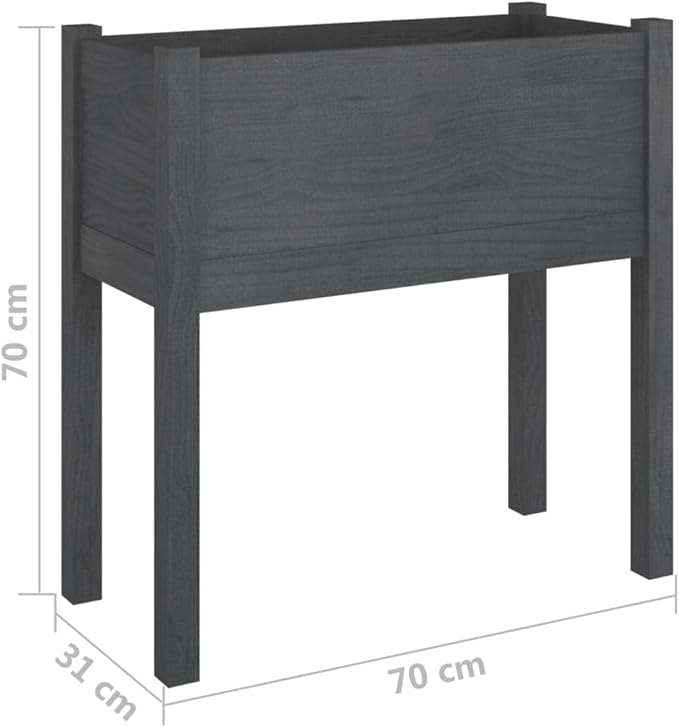 Garden Planters 2 pcs Raised Flower Bed Garden Raised Beds Planter Boxes Standing Planter Suitable for Courtyard Orchard Nursery Corridor Gray 27.6x12.2x27.6 Solid Wood Pine