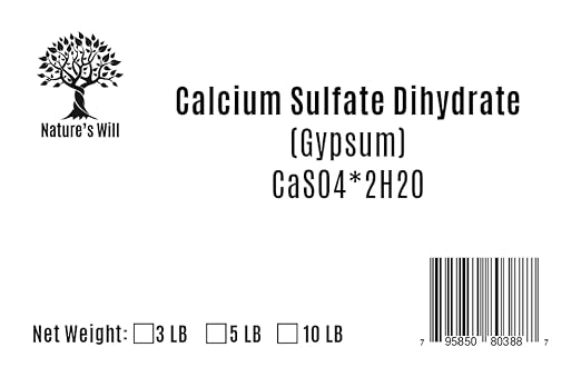 Nature's Will Organic Gypsum Powder - Calcium Sulfate Dihydrate CaSO4.2H2O (10 Pounds)