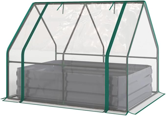 4.2x3.1x3FT Metal Raised Garden Bed with Greenhouse Cover Outdoor Galvanized Planter Raised Beds for Gardening for Vegetables Flowers and Fruit