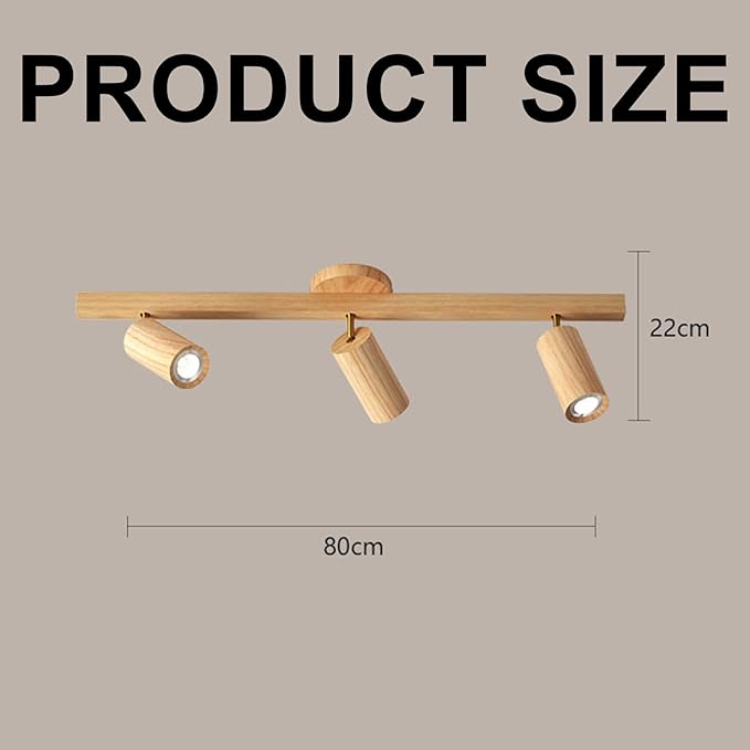 Rotatable Wooden Ceiling Light Adjustable LED Track Lighting Kit Modern Spotlight for Home Farmhouse Kitchen 2-Light