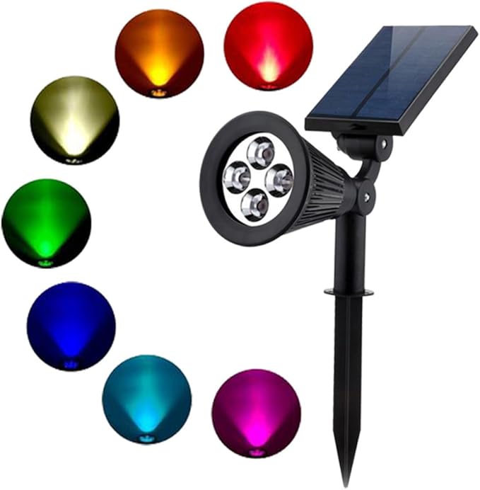 2pcs RGB Solar Spotlights with LEDs for Lawn and Patio Easy to Install Ground Plug Landscape Lights for Outdoor Garden Decor