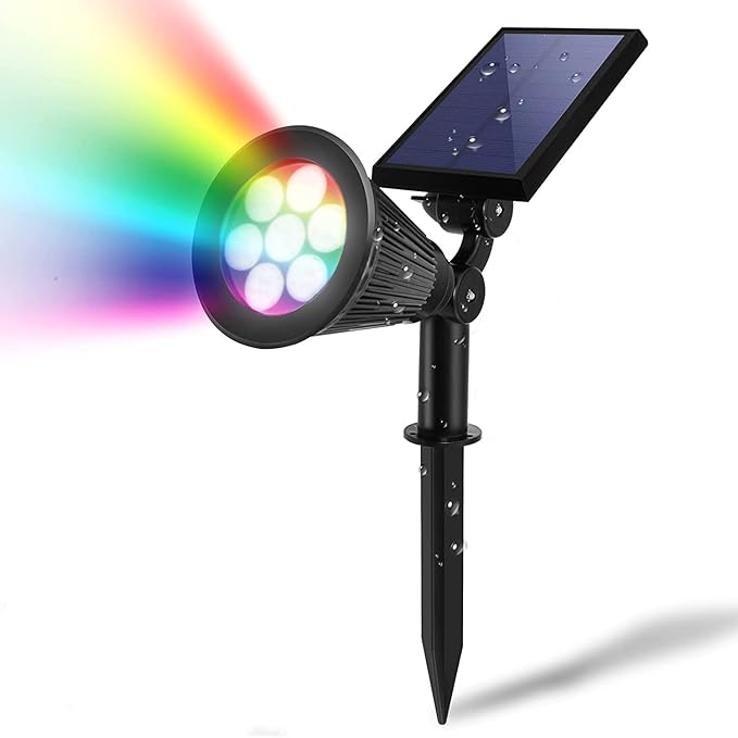 Solar Landscape Lights 7 LED Solar Spotlights 2 in 1 Security Light Solar Lights Outdoor Waterproof for TreePatioYard (Multicolor)