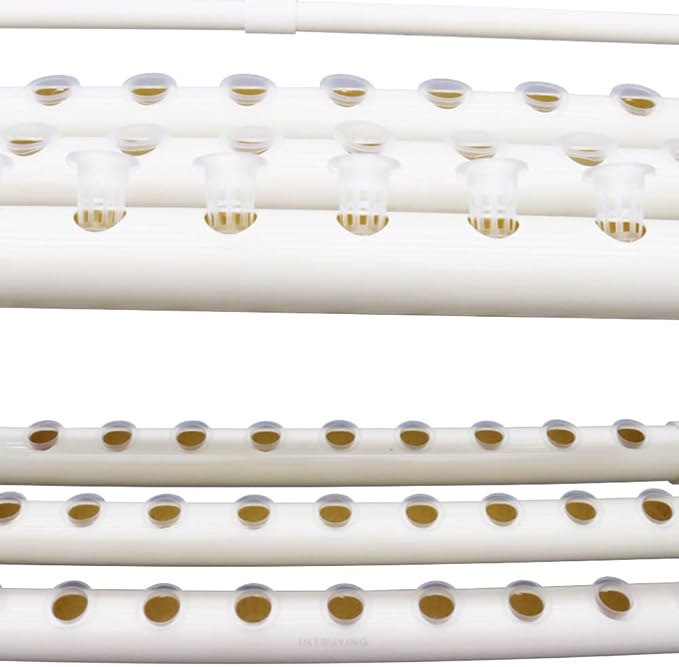 Wall-Mounted Hydroponic Grow Kit 54 Plant Sites Hydroponics Planting System 6 PVC Pipes Hydroponic Gardening Indoor System with 110V Water PumpPlanting SpongeHose