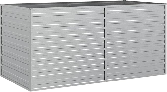 Garden Raised Bed Silver Galvanized Steel 63 x 31.5 x 30.3 in Gardening Pots &amp Planters 316880