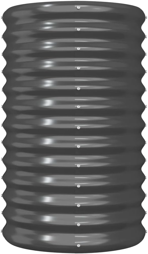 Round Garden Planter Powder-Coated Steel Round Raised Garden Bed for VegetablesOutdoor Garden Raised Planter Box Backyard Patio Planter Raised Beds 15.7x15.7x26.8 Anthracite -477