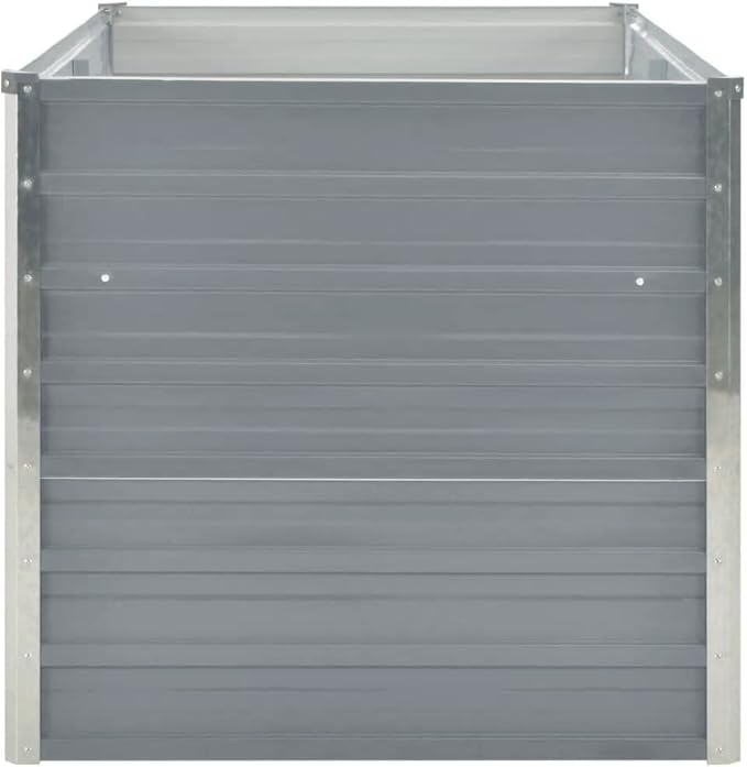 Outdoor Garden Raised Bed Galvanized Steel Metal Outdoor Garden Raised Planter Box for Flowers Vegetables Fruits Herbs Gray 63x31.5x30.3