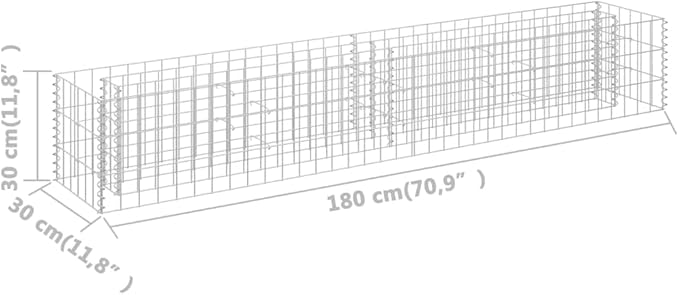 YAFF Gabion Raised Bed Galvanized Steel 70.9x11.8x11.8 (16.06lbs)