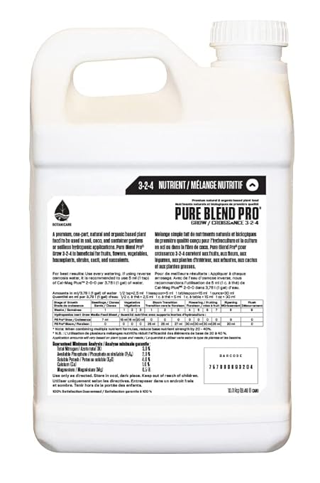 Botanicare Pure Blend Pro Grow Nutrient 3-2-4 2.5 gal.
