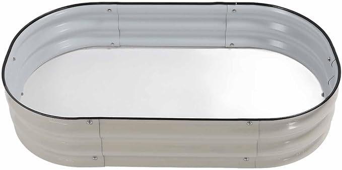 Zerodis Raised Garden Bed Kit for Vegetables Flower Raised Planter Bed 304 Stainless Steel Stable Open Base Wide Application (Ivory White)