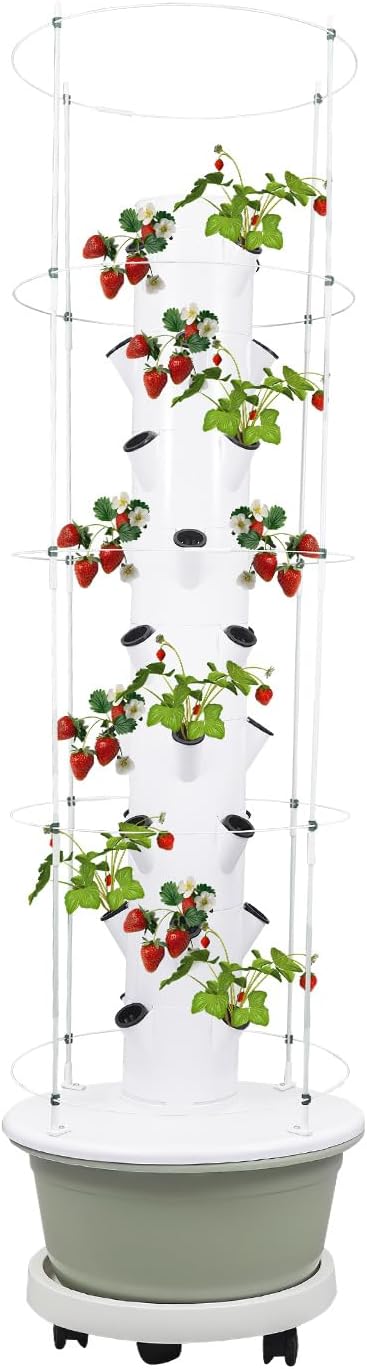 36 Pods Hydroponics Growing System kit 9-Layer Movable Vertical Hydroponic Tower with Pump Timer Climbing Support Frame Indoor Gardening System for Vegetables Fruits Herb