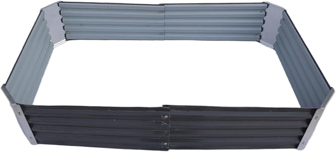 Galvanized Raised Garden Bed Outdoor Metal Quadrilateral Planter Box Deep Root Planters Boxes 4ft x 2ft Suitable for Plants Flowers Vegetables Herbs Fruits Dark Grey