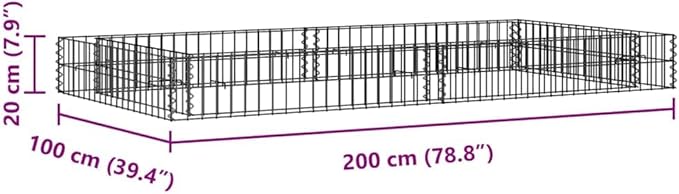 Gabion Raised Bed Silver Galvanized Steel Large Heavy Duty Rectangular Planter Box for Outdoor Plants 78.7x39.4x7.9 Inches Garden Bed