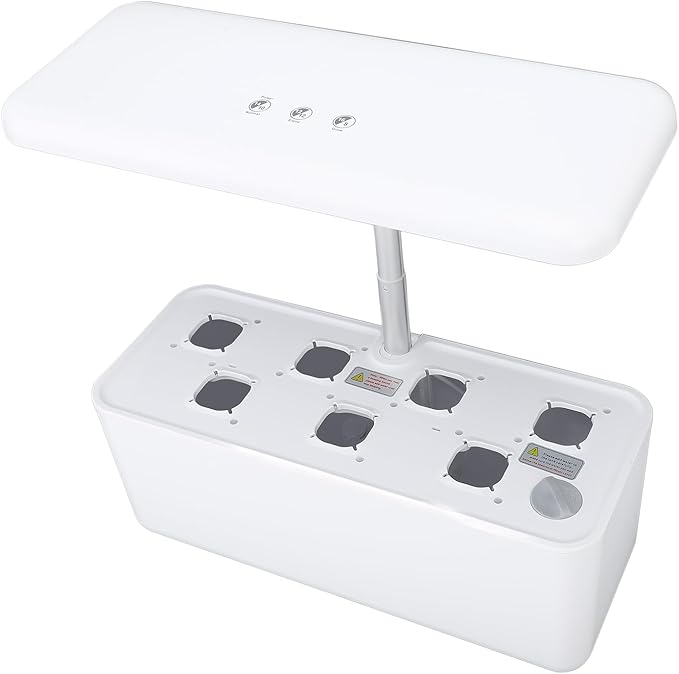 Hydroponics Growing System Kit 7 Pods Indoor Gardening System with 24W Full Spectrum LED Grow Light 3 Smart Light Modes (White)