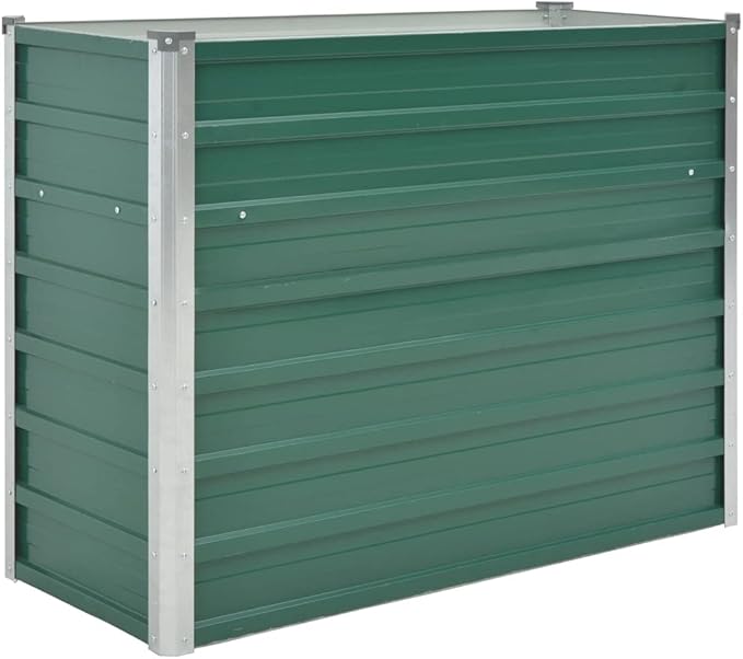 Garden Raised BedRectangular Garden PlanterPlant Elevated Garden Box Gardening PotsPlantersfor Backyard Patio Balcony Garden Galvanized Steel 39.4x15.7x31.3 Green