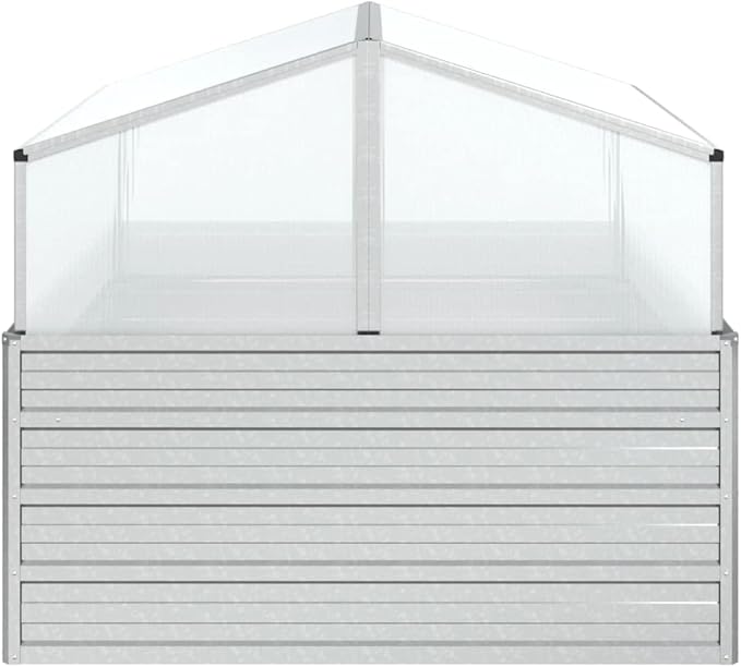 Outdoor Garden Raised Bed with Greenhouse Silver 39.4 x 39.4 x 33.5