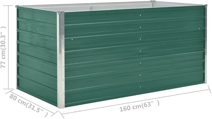 SKM Raised Garden Bed 63x31.5x30.3 Galvanized Steel Green