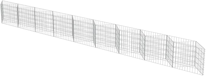 Galvanized Steel Gabion Planter Raised Bed Outdoor Garden Galvanized Steel Wire Mesh Grid Stone Wall Flower Raised Bed for Vegetables Flowers Plants 248x11.8x19.7 -AA