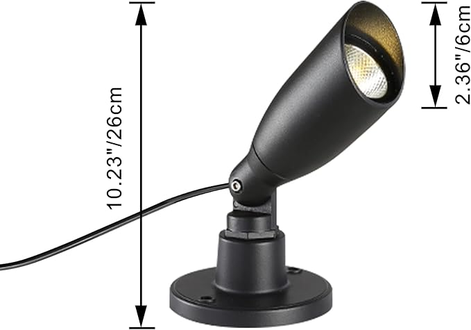 Kiven IP66 Waterproof LED Landscape Up Down Ligh COB Decorative Spotlight with Plug-in Cord and Timer for Indoor Outdoor House Park Yard Step Statue Lawn Light (10W Warm White)