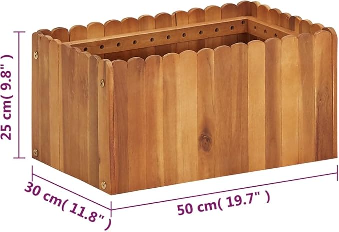 Raised Garden Bed Natural Wood Color Solid Acacia Wood Compact Great for Patio Durable and Weather-Resistant Galvanized Steel mesh Raised Bed 19.7x11.8x9.8 in