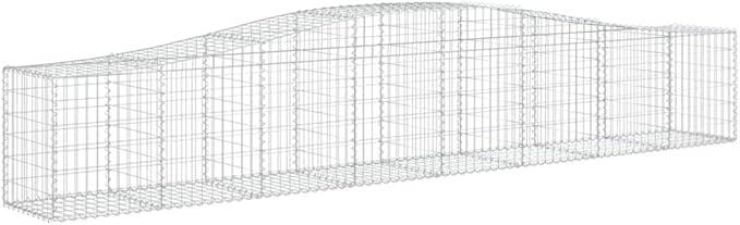2-Pack Gabion Basket Planter Set 157.5x19.7 Galvanized Iron Decorative Inlays Modern Rectangular Garden Bed for Outdoor Patio Backyard &amp Landscape