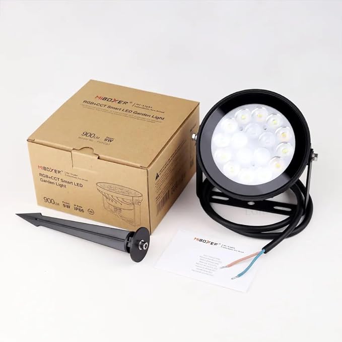 LGIDTECH FUTC02 Miboxer 9W RGB+CCT Outdoor LED Garden Spotlight AC 110V 16 Million Colors ChangingColor Temperature Adjustable.Smartphone APP Can't Control Directly
