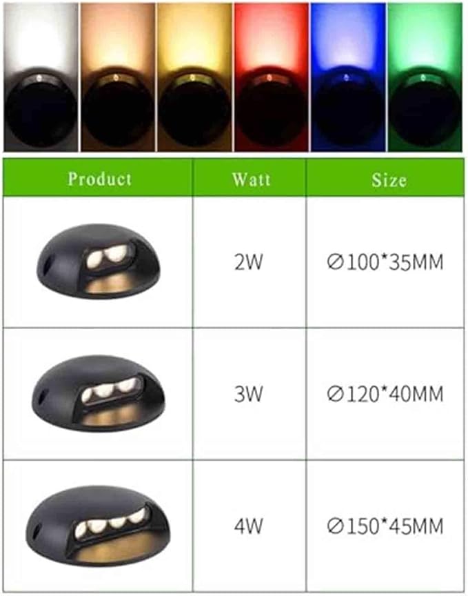 Underground LED Spotlight - IP65 Waterproof 1-Sided Glow Garden Lights 24V Landscape Lamps for Patio Pathway Lawn Steps (Yellow &amp Red Light 2W)