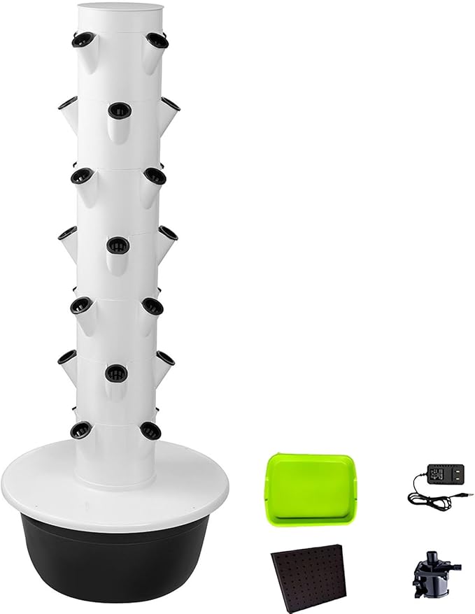 Hydroponics Tower Indoor Growing SystemHydroponic Vertical GardenVegetable Plant Gift for Gardening Lover Indoor Herbs Fruits and Vegetables 5/7/9 Layers. Black-7layers