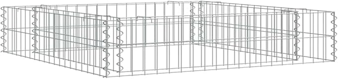 Gabion Raised Garden Bed Silver Galvanized Steel 39.4x39.4x7.9 Inch Square Outdoor Planter for Vegetables Flowers