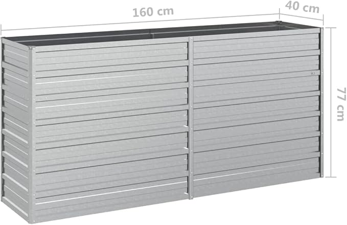 Garden Raised Bed 63x15.7x30.3 Galvanized Steel Silver9.98 KG316894