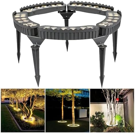 Outdoor Landscape Spotlights Outdoor Palm Tree Lights LED Low Voltage Landscape Tree Ring Lights Garden Lights IP65 Weatherproof(Yellow LightPack of 5)