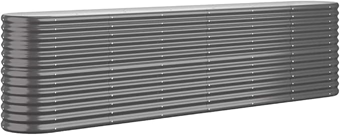 vidaXL Anthracite Garden Raised Bed - Powder-Coated Steel - &amp - Sturdy with Ample Space - Oval Shaped Planter for Outdoor Use - 102.4x15.7x26.8